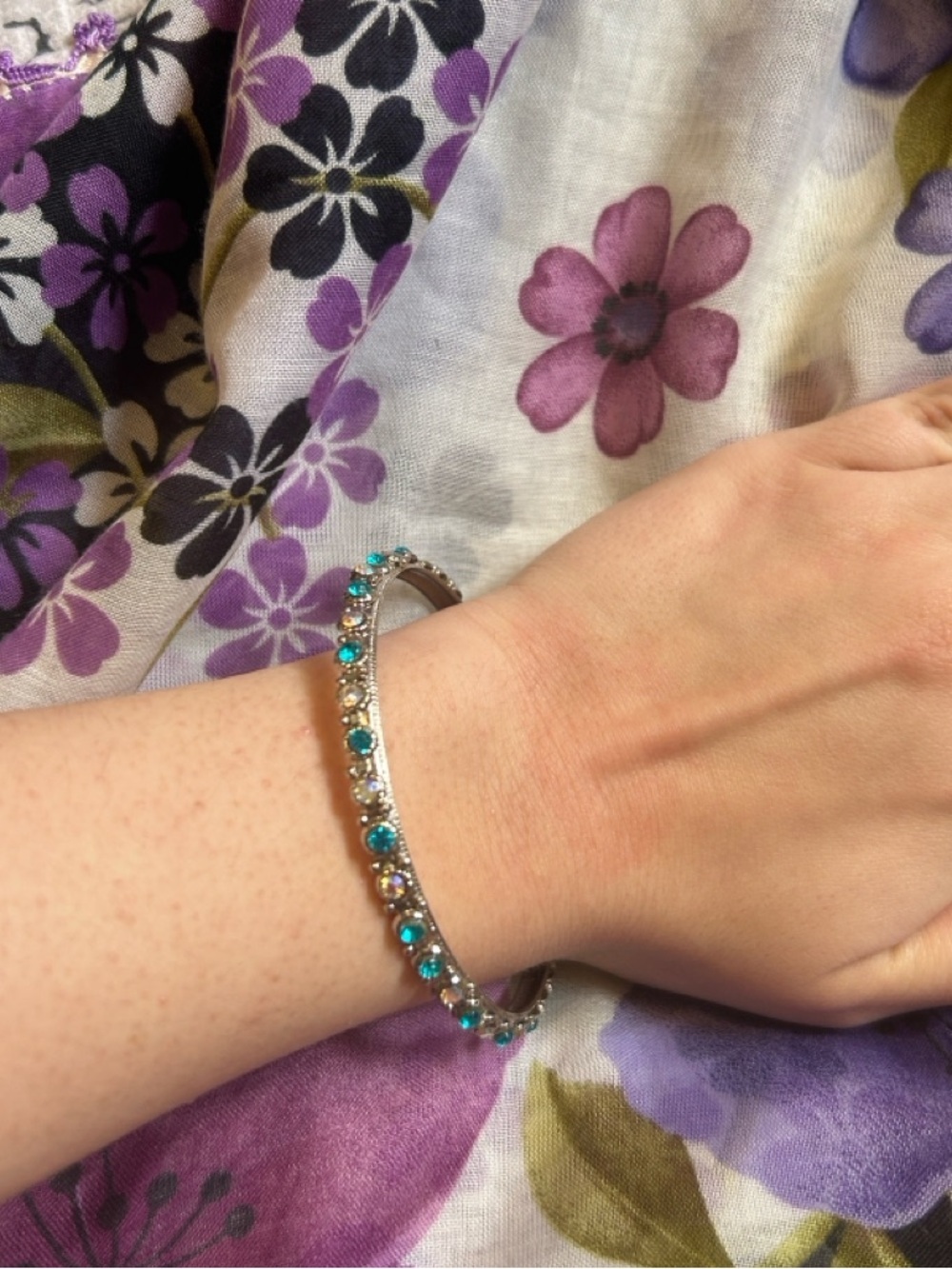 Turquoise Crystal Rhinestone Bangle Bracelet